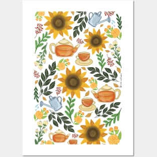 Golden Sunflowers at tea time Posters and Art